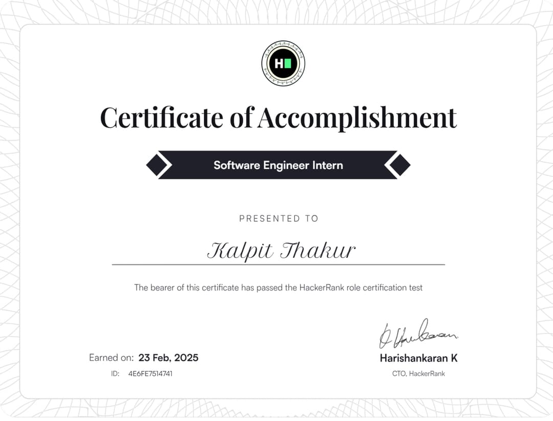 Software Developer Certificate